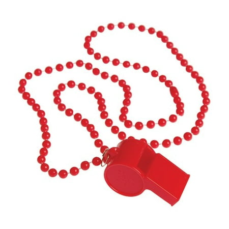 RED BEAD NECKLACES WITH WHISTLES, SOLD BY 10 DOZENS