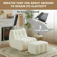 thumbnail image 4 of NBLDGT Comfy Lounge Chair with Ottoman, Cozy Bean Bag Chair with High-Rebound Memory Foam, Single Seat Lazy Sofa Couch for Bedroom, Living Room, Office (White), 4 of 9