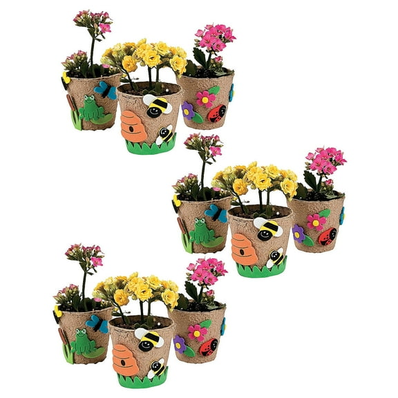 Fun Express Bulk Mini Papier-Mâché Garden Pot Craft Kit - Makes 48