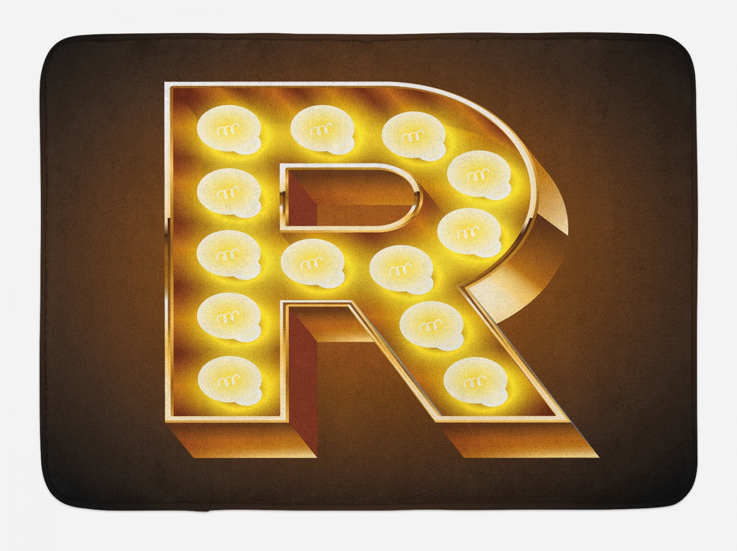 Letter R Bath Mat, Old Carnival Themed Alphabet Symbol Capital R Golden ...