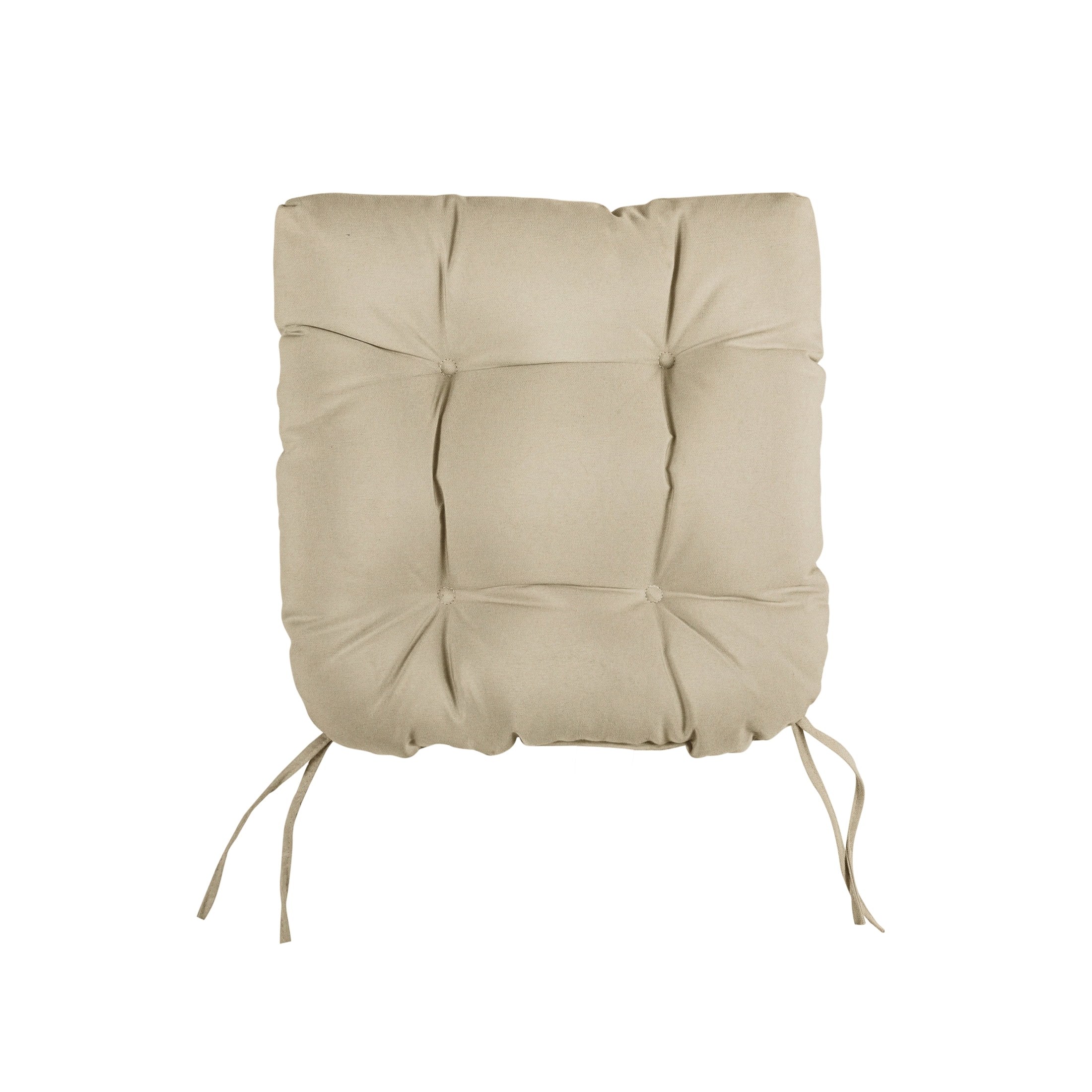 Sorra Home Tan Tufted Chair Cushion Round U-Shaped Back 19 x 19 x 3