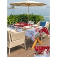 thumbnail image 4 of Outdoor Tablecloth with Umbrella Hole and Zipper, Red Snowman Christmas Rectangle Table Cloth 60x84 Inch Waterproof Tablecloth, Snowflake Red Truck Xmas Tree Gifts Picnic Table Cover for Patio, 4 of 7
