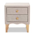 thumbnail image 3 of Baxton Studio Tissu 2 Tiroirs et Table de Chevet en Bois Beige, 3 of 9
