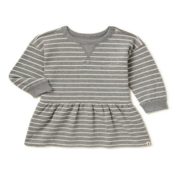 easy-peasy Baby and Toddler Girls' Stripe Sweatshirt Dress, Sizes 12 Months-5T