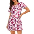 thumbnail image 1 of Balery Tulips Flowers Camisón de manga corta con cuello redondo para mujer, cómodo y elegante., 1 of 6