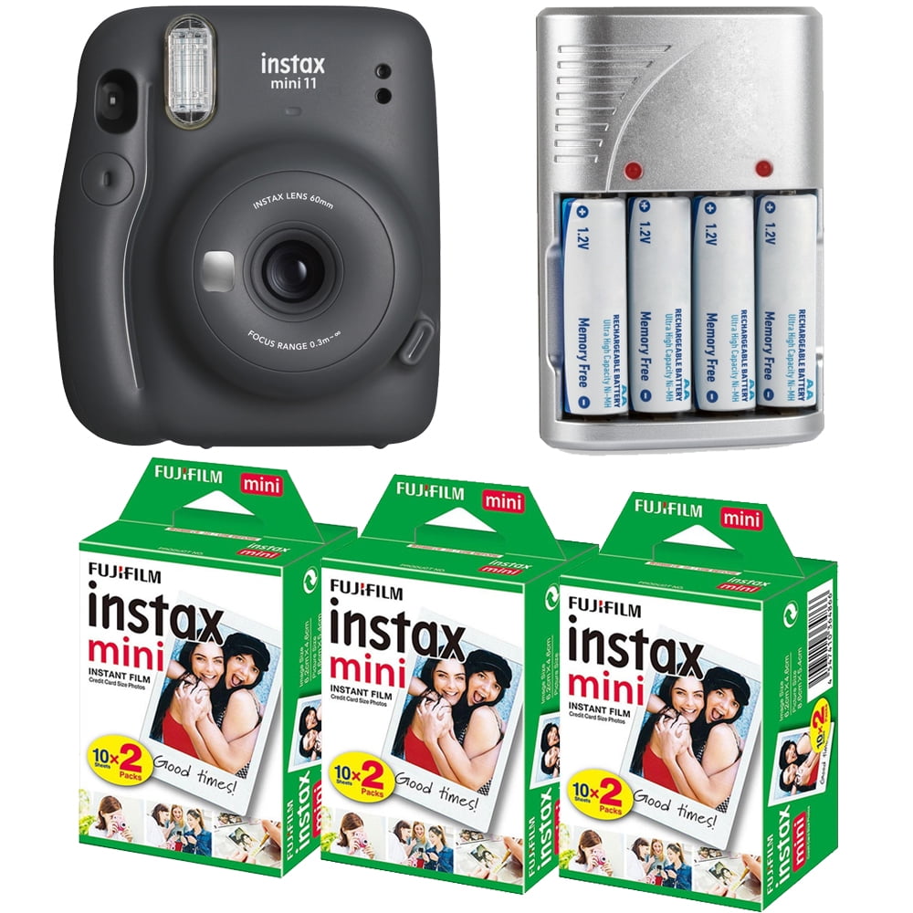 FUJIFILM INSTAX Mini 11 Instant Film Camera (Charcoal Gray) + 4X