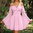 thumbnail image 3 of Renaissance Dress Women Long Bell Sleeve Off Shoulder Chiffon A Line Flowy Corset Dress Victorian Fairy Dresses, 3 of 6