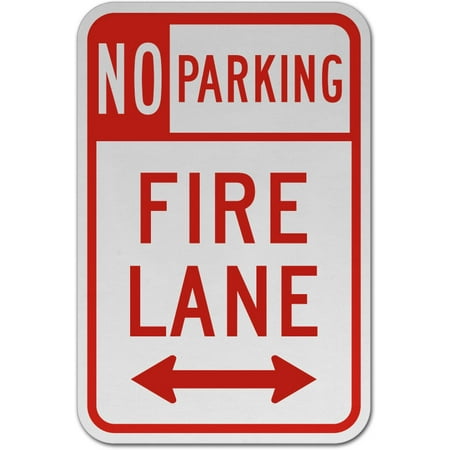 18' Plastic Parking Sign - Traffic Signs - No Parking Fire Lane (Double Arrow) Sign Heavy Duty 10 x 7 Plastic Sign Street Weather Approved Sign