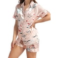 thumbnail image 5 of Unique Bargains Womens Floral Button Down Shirt Shorts Satin 2pcs Pajama Sleepwear Sets, 5 of 5