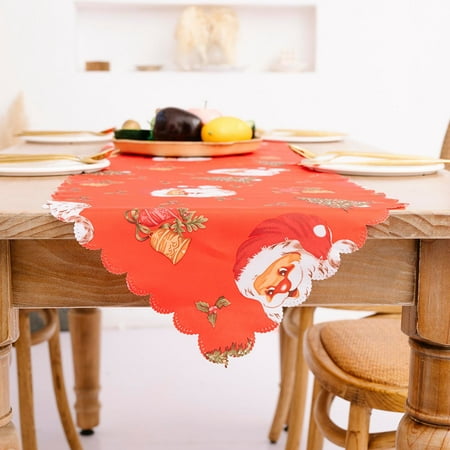 

Krqap Christmas Table Runner Home Decoration Products Bronzing Printing Tablecloth Creative