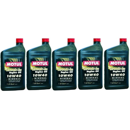 Motul 108080 Set of 5 Break-in 10W-40 Mineral Oil 1-Quart Bottles