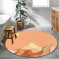 thumbnail image 5 of Mountain Line Round Rug 4ft Washable Circle Entryway Rugs Non Slip Boho Minimalist Landscape Art Sun Orange Area Rug Indoor Floor Carpet for Bedroom Kitchen Living Room Home Office Dining Room, 5 of 7