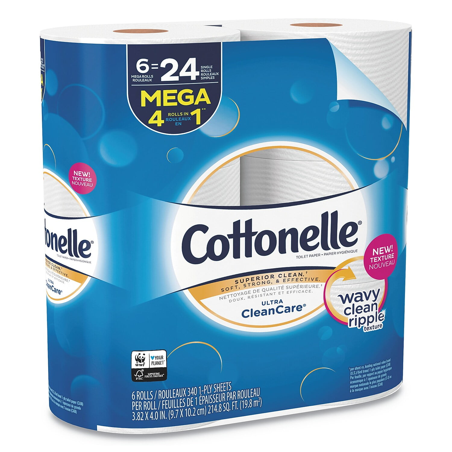 Cottonelle Ultra CleanCare Toilet Paper 1 Ply 340 Shts RL 36