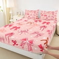 thumbnail image 3 of Homewish Cute Plaid Bow-tie Bed Sheets, Winter Snowflake Print King Sheets, Teen Kids Girls Sheet Set, Microfiber Bedroom Decor, 4-Piece, 3 of 7