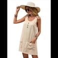 thumbnail image 2 of Vestido de Verano para Mujer, Sin Mangas, con Bolsillos, Informal, Corto, Corte A, Cuello Redondo. Cremoso XXL, 2 of 8