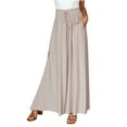 thumbnail image 2 of Idoravan Womens Fashion Summer Solid Casual Button Pocket Elastic Waist Long Pants, 2 of 9