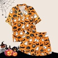 thumbnail image 7 of IMENGL Halloween Pajamas Set for Women Comfy Casual Short Sleeve Button Down Tops and Shorts Comfort Soft Loungewear Womens Pajama Sets,S-XXXL, 7 of 7
