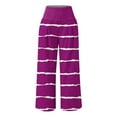 thumbnail image 5 of Annhoo Striped Pants for Women Casual Smocked High Waist Wide Leg Pants Flowy Loose Palazzo Trousers with Pockets, 5 of 5