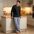 thumbnail image 2 of VV AVEORS Mens Pajama Set Pjs Christmas Plaid Sleepwear Cotton Lightweight Long Sleeve Pjs Soft Comfy Sleep Set With Pocket White S, 2 of 8