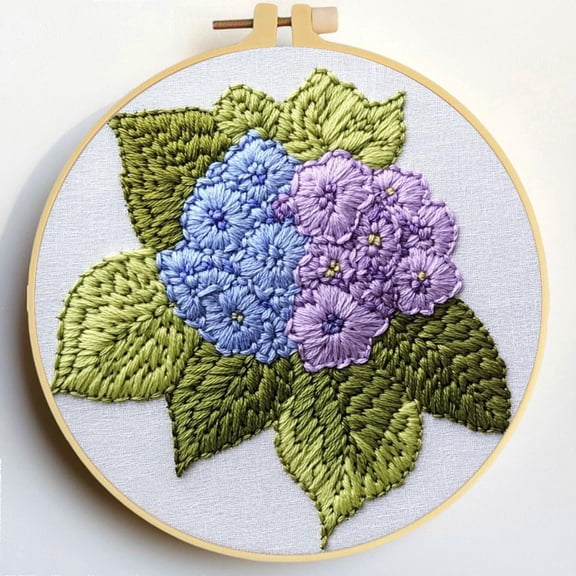 Punch Needle Kits Hydrangea Flowers Embroidery Starter Set with Hoop Easy for Beginners DIY Stress Relief Handmade Craft Hobby and Home Decor 20x20cm