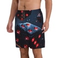 thumbnail image 2 of Kdxio Cosmic Red Sparkle Dice Pattern Mens Casual Shorts - Drawstring Summer Beach Sports Shorts for Men, 2 of 5