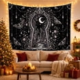 thumbnail image 3 of Gothic Keyhole Garden with Crescent Moon Moths on Black, Mystical Gothic for Dark Art Lovers, Whimsical Witchy Home Decor Halloween Gift Tapestry Wall Hanging for Bedroom and Living Room, 3 of 7