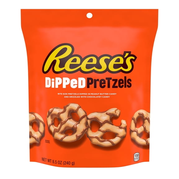 Pack Of 2 Reese's Milk Chocolate Peanut Butter Candy Dipped Pretzels, 8.5 oz (Package May Vary)