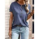 thumbnail image 4 of Camiseta de un solo pecho para mujer, jersey de cuello redondo medio abierto, Tops de viaje informales de Color sólido, camisetas de estilo dulce para mujer 2024, 4 of 4
