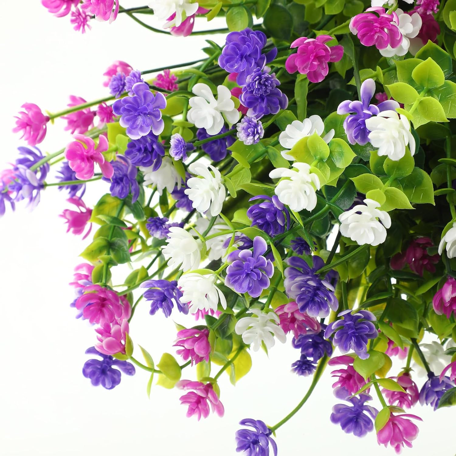 36 Bundles Artificial Flowers Outdoor, UV Resistant Faux Artificial Plants Shrubs Flower Bulk for Hanging Planter Porch Window Home Wedding Spring Summer Decor (Bright Colors)
