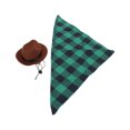 thumbnail image 2 of Gorro y bufanda de vaquero para perro, conjunto de disfraz de vaquero ajustable para fiesta de Halloween (cuadrícula verde marrón), 2 of 8
