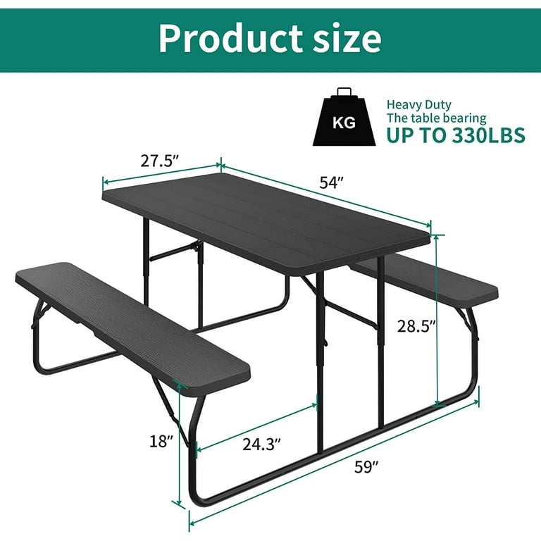 DWVO Heavy Duty Picnic Table Folding Outdoor Picnic Table and