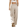 thumbnail image 4 of Diufon Linen Pants Women Summer Boho Wide Leg Palazzo Pants Casual Drawstring High Waisted Trousers with Pockets, 4 of 10