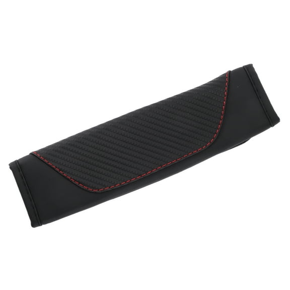 Unique Bargains Carbon Fiber Pattern Faux Leather Car Seat Belt Covers Shoulder Pad 6.5x23cm Black