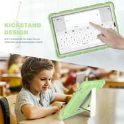 Shockproof Case for Samsung Galaxy Tab S7 FE 5G SM-T730/Galaxy Tab S7+ Plus SM-T970 12.4, Kids Friendly Heavy Duty Rugged Hybrid Protective Tablet Cover with Kickstand, Matcha Green
