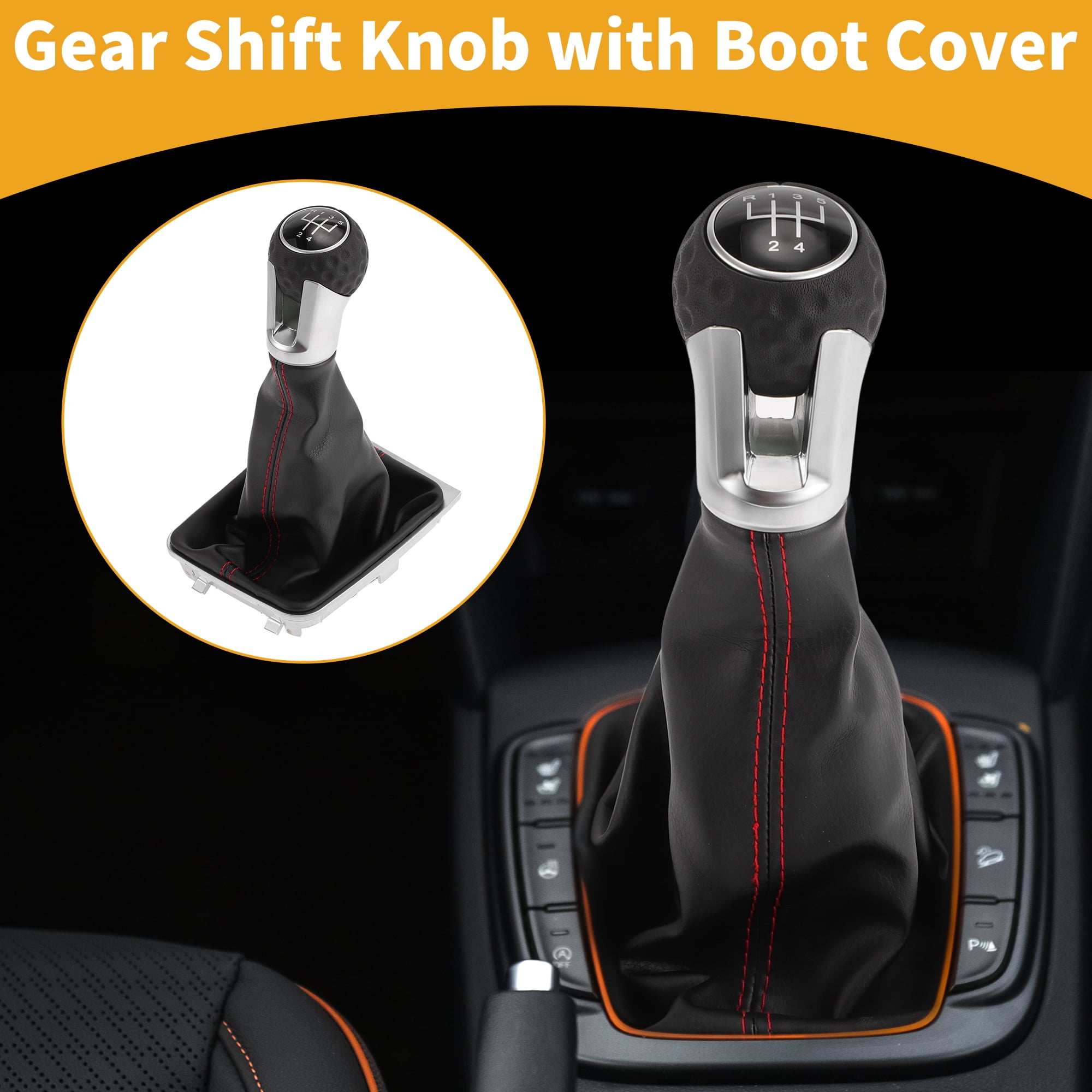 Unique Bargains 5 Speed Manual Gear Shift Knob with Cover - Stick Shifter Knob - for VW Golf GTI 2013-2018 Plastic 1 Pc