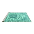 thumbnail image 2 of Ahgly Company Machine Washable Indoor Square Medallion Turquoise Blue Traditional Area Rugs, 8' Square, 2 of 4