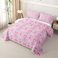 thumbnail image 3 of Erosebridal Coquette Strawberry Bow Twin Quilt Set,Pink Berry Ribbon Cute Twin Coverlet Set For Girls,2-Piece, 3 of 7