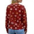thumbnail image 5 of WTOBBY Women's Christmas Print Knit Cardigan, Fun and Festive Holiday Sweater for Fall and Winter, Long Sleeve Pullover with Seasonal Designs,Deep Red S, 5 of 6