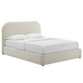 thumbnail image 2 of Keynote Upholstered Fabric Curved Full Platform Bed in Heathered Weave Ivory, 2 of 9