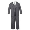 thumbnail image 5 of Boys Baby Toddler Teen Formal Wedding Dark Grey Tuxedo Suits Geometric Tie S-20, 5 of 7
