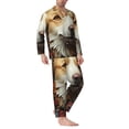 thumbnail image 2 of Picia Vintage Colorful Flower Puppy Pattern Men’s Long-Sleeve Sleepwear Set - Soft 2-Piece Loungewear with Pockets, Comfy PJs for Relaxing Nights-XX-Large, 2 of 7