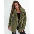 thumbnail image 6 of Women Winter Coats Lapel Faux Fur Jackets Open Front Mid-Long Cardigan Coat Casual Warm Outwear Jackets Green S, 6 of 7