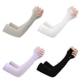 thumbnail image 1 of 4 pares de mangas de brazo con protección UV, transpirables y refrescantes para conducir al aire libre (estilo de punto, negro, blanco, gris y morado)., 1 of 5