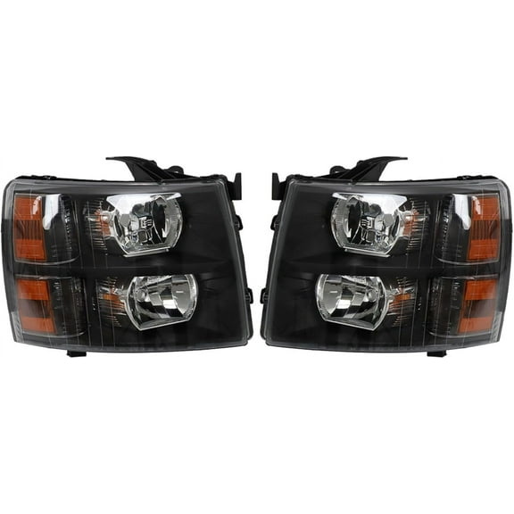 PET-U Passenger Side Driver Side LH RH Headlights Headlamps Assembly Replacement for Silverado 2007 2008 2009 2010 2011 2012 2013 2014 Replacement for GM2502280 GM2503280