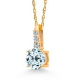 thumbnail image 3 of Gem Stone King 10K Yellow Gold Sky Blue Topaz and White Lab Grown Diamond Pendant Necklace for Women (0.75 Cttw, Round 5MM, Gemstone November Birthstone, with 18 inch Chain), 3 of 5