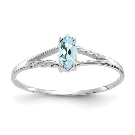 Finest Gold 14K White Gold Aquamarine Birthstone Ring - Size 7