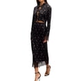 thumbnail image 3 of Women'S Chiffon Maxi Dress - Long Sleeve, Floral, Wedding Guest Attire with Pockets Black L, 3 of 10