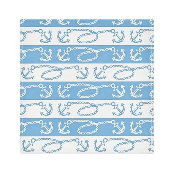 Iauyy Satin Napkins Set of 1- Light Blue-anchor Stripe DIY Printing Decoration Cloth Napkin- Easy Care for Home/Party