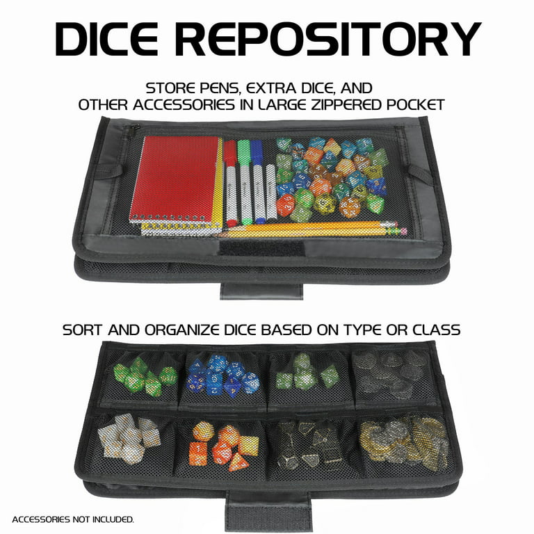 ENHANCE Tabletop Community DnD Dice Case and Dice Rolling Tray - Dice Holder  and Storage for up to 500 RPG Dice with Rugged Protective Design, Soft  Interior, and Organizer Pockets (500 Dice