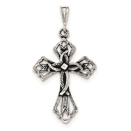 925 Sterling Silver Antiqued Cross Polished Charm Pendant